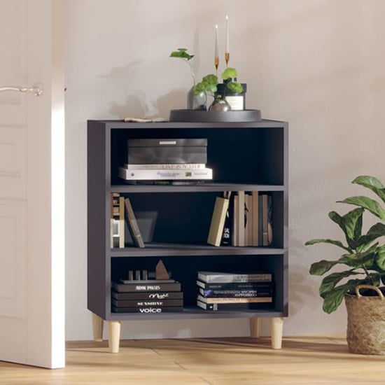 Product photograph of Larya Wooden Bookcase With 3 Shelves In Grey from Furniture in Fashion