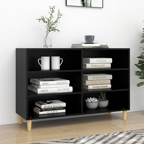 Product photograph of Larya Wooden Bookcase With 6 Shelves In Black from Furniture in Fashion