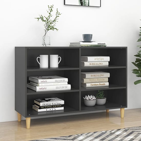 Product photograph of Larya Wooden Bookcase With 6 Shelves In Grey from Furniture in Fashion