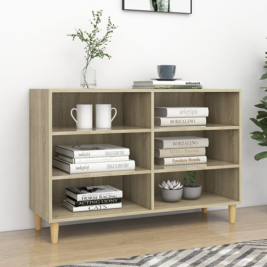 Product photograph of Larya Wooden Bookcase With 6 Shelves In Sonoma Oak from Furniture in Fashion
