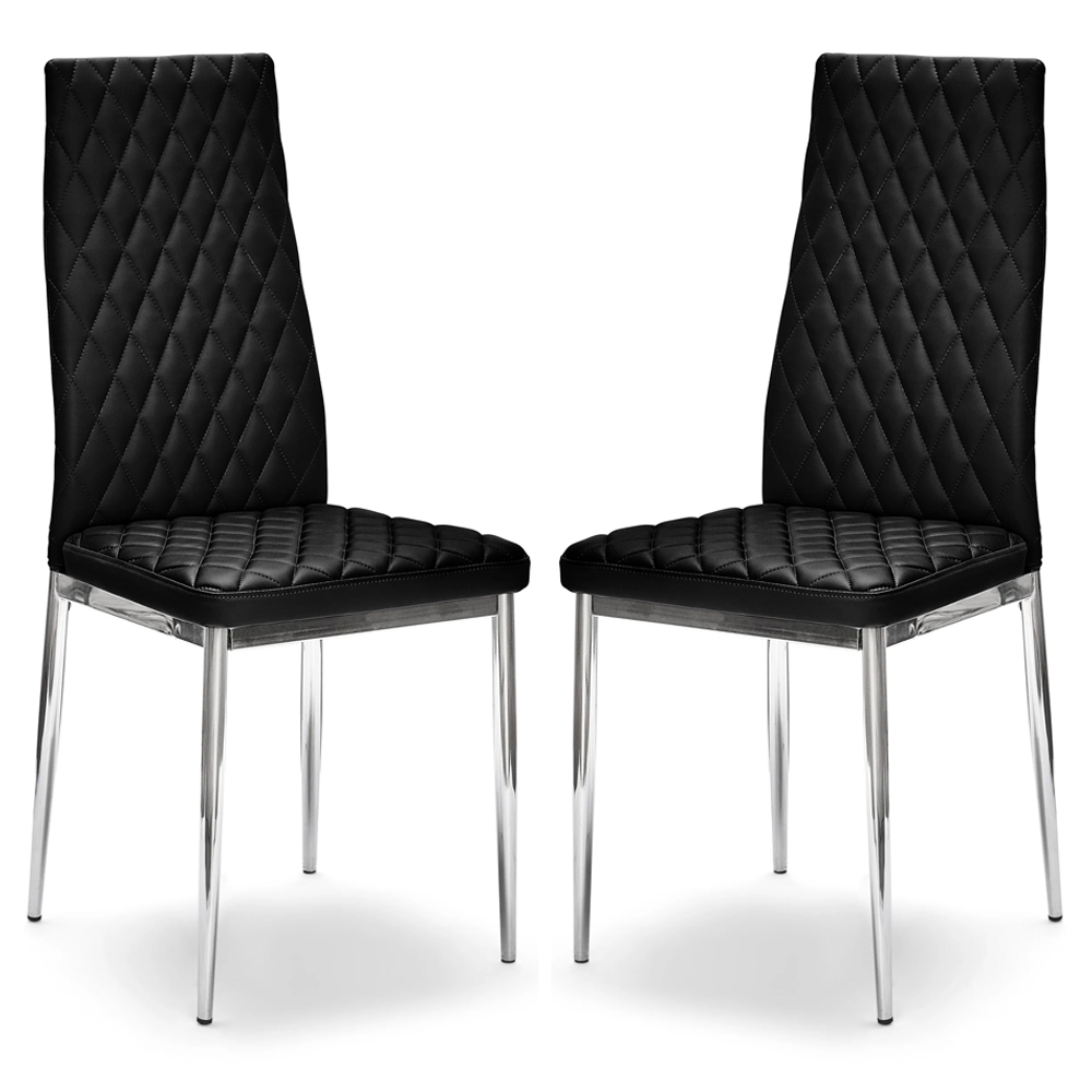 Read more about Laurel black faux leather dining chairs with chrome frame in pair