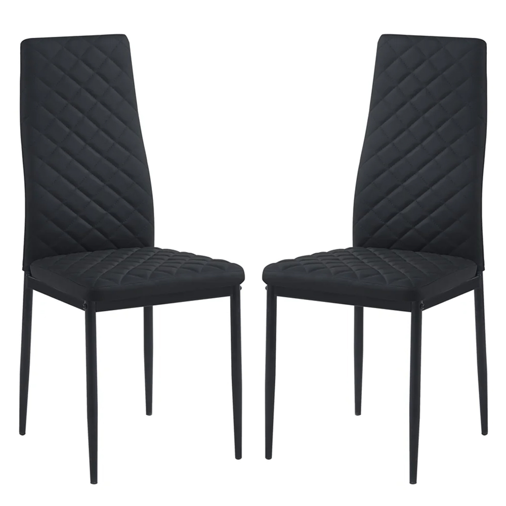 laurel black faux leather dining chairs in pair