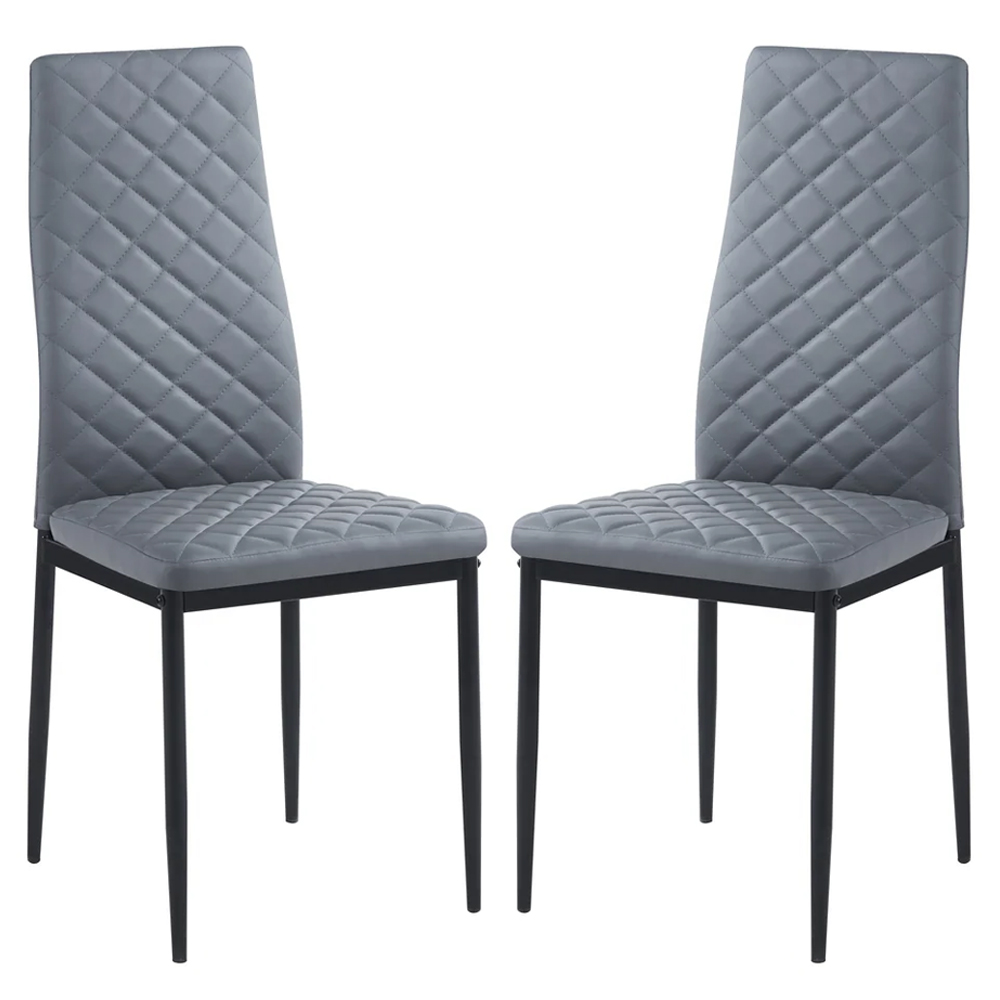 laurel grey faux leather dining chairs in pair