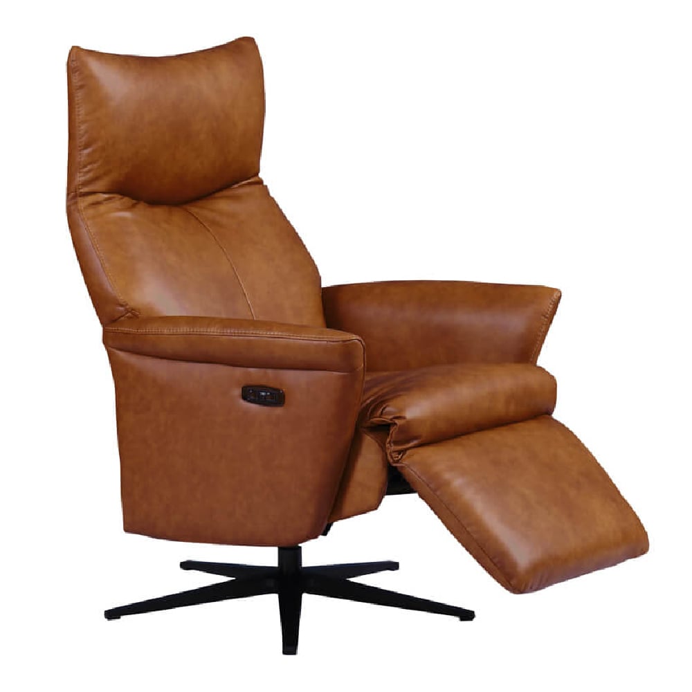 Product photograph of Laurel Leather Recliner Bedroom Chair In Tan from Furniture in Fashion