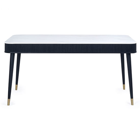 Product photograph of Laurel Stone Dining Table With Drawers In White Marble Effect from Furniture in Fashion