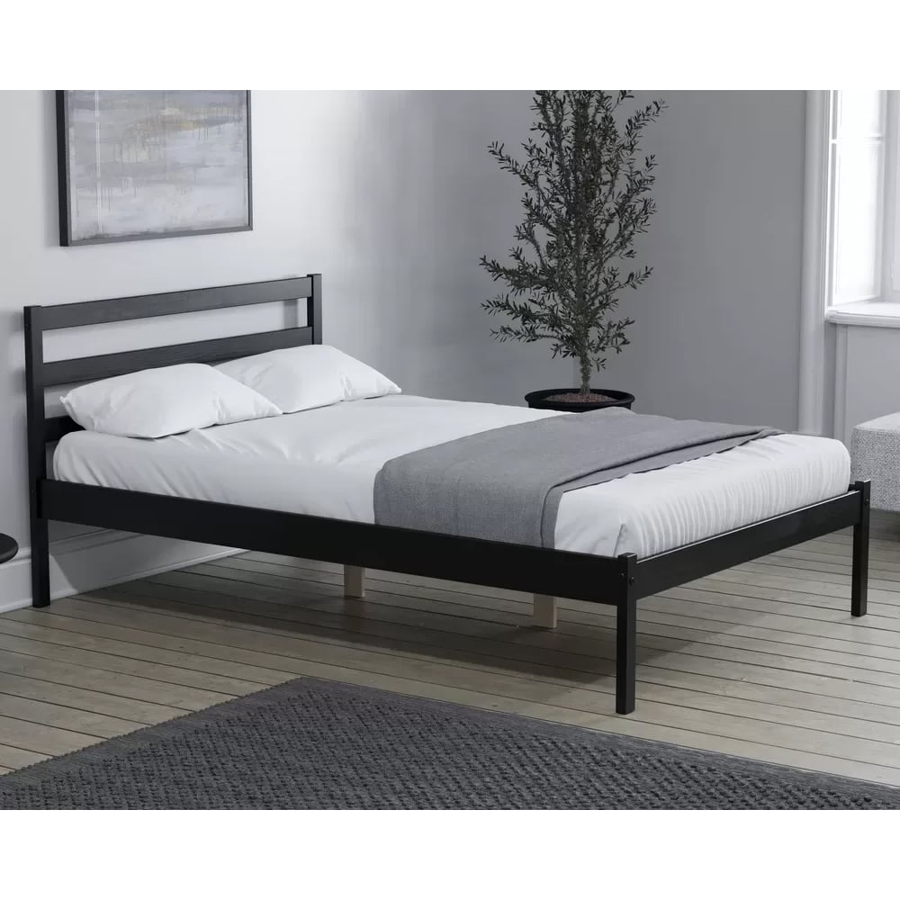 laurel wooden double bed in black