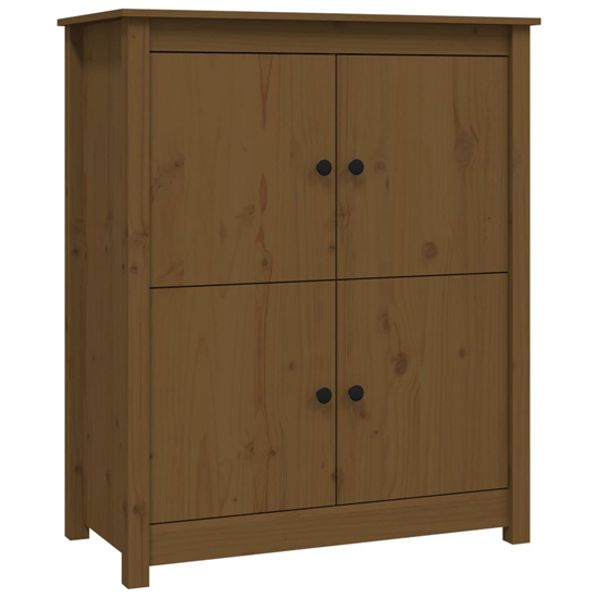 Laval Solid Pine Wood Sideboard With 4 Doors In Honey Brown Furniture