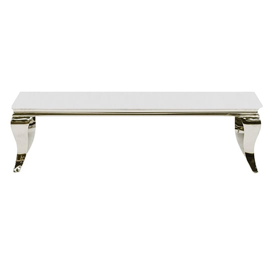 Photo of Laval white glass top coffee table with polished legs