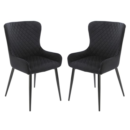 Photo of Laxly diamond black velvet dining chairs in pair