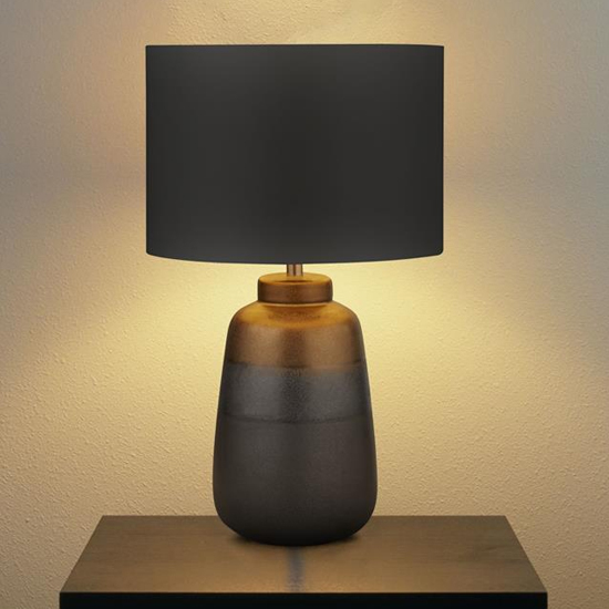 Product photograph of Layla Dark Grey Shade Table Lamp With Ombre Ceramic Base from Furniture in Fashion