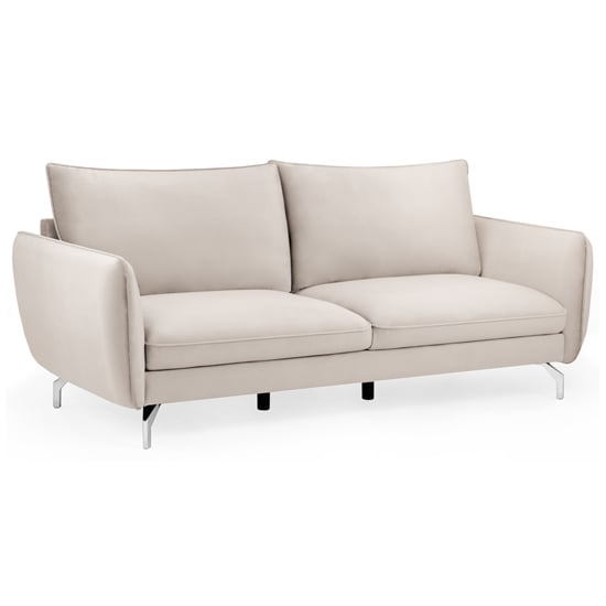 lazard plush velvet 3 seater sofa in beige