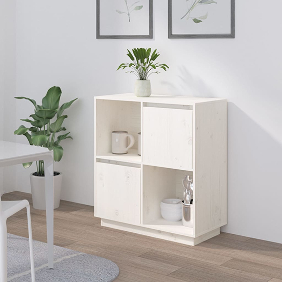 Read more about Lazaro solid pinewood sideboard with 2 doors in white