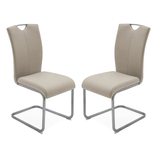 Product photograph of Lazaro Taupe Pu Leather Dining Chairs With Metal Frame In Pair from Furniture in Fashion
