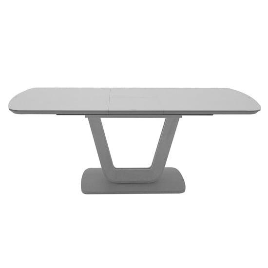Read more about Lazaro large glass extending dining table with light grey base