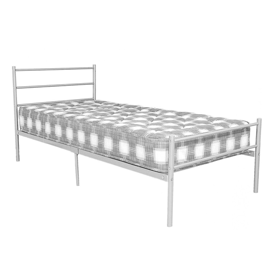 Leanne Metal Double Bed In Silver | FiF