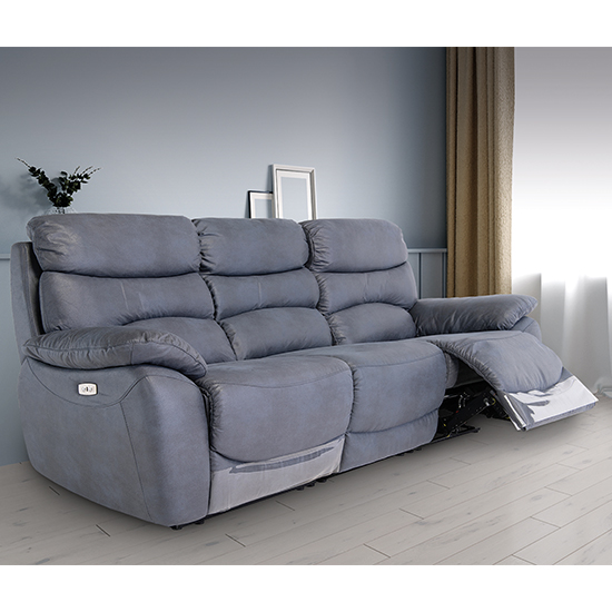 blue fabric recliner sofa