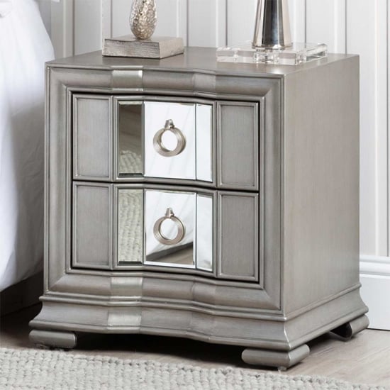 Photo of Leeds mirrored bedside cabinet with 2 drawers in grey