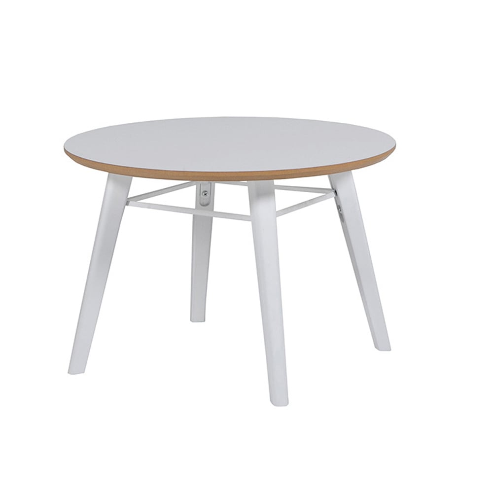 Read more about Leeds white wooden lamp table round with white legs