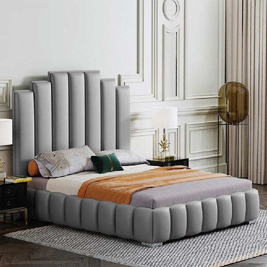 Read more about Leica plush velvet single bed in grey
