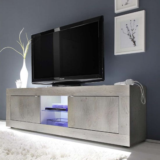 Read more about Taylor led wooden large tv stand in white pine with 2 doors