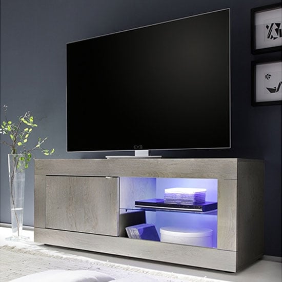 Read more about Taylor led wooden small tv stand in white pine with 1 door