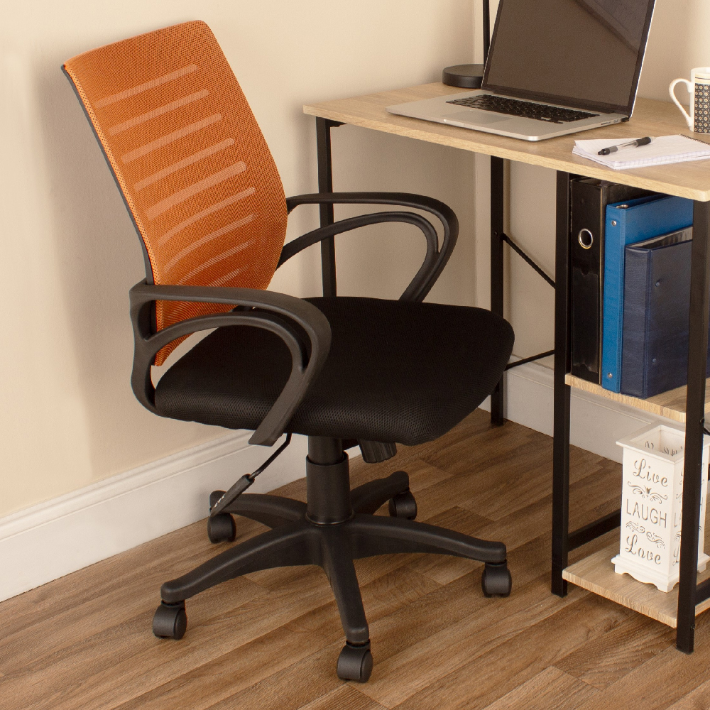 Product photograph of Leith Fabric Home And Office Chair With Arms In Black And Orange from Furniture in Fashion