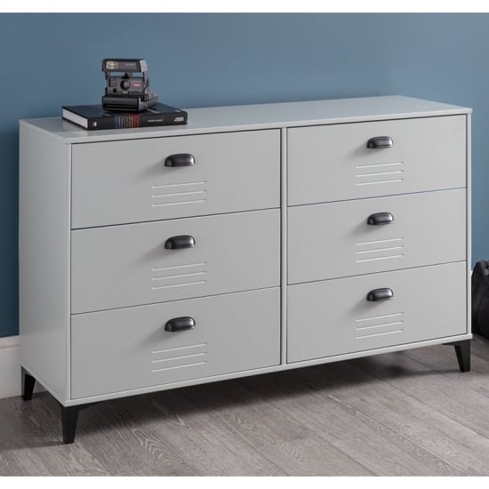 Read more about Laasya wooden chest of drawers in grey with 6 drawers