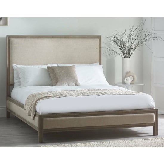 Read more about Lenoir fabric headboard double bed in ivory