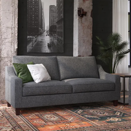 Product photograph of Lenoir Linen Fabric 2 Seater Sofa In Grey With Solid Wood Legs from Furniture in Fashion