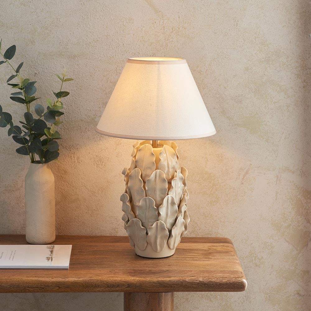 Product photograph of Lenoir White 30cm Shade Large Ceramic Table Lamp In Ivory from Furniture in Fashion