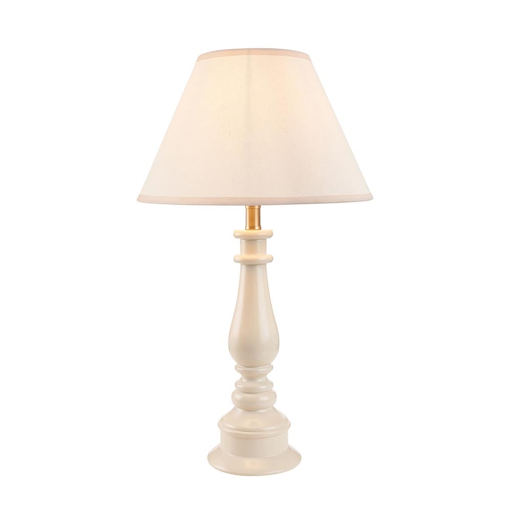 Product photograph of Lenoir White 30cm Shade Resin Table Lamp In Almond White from Furniture in Fashion