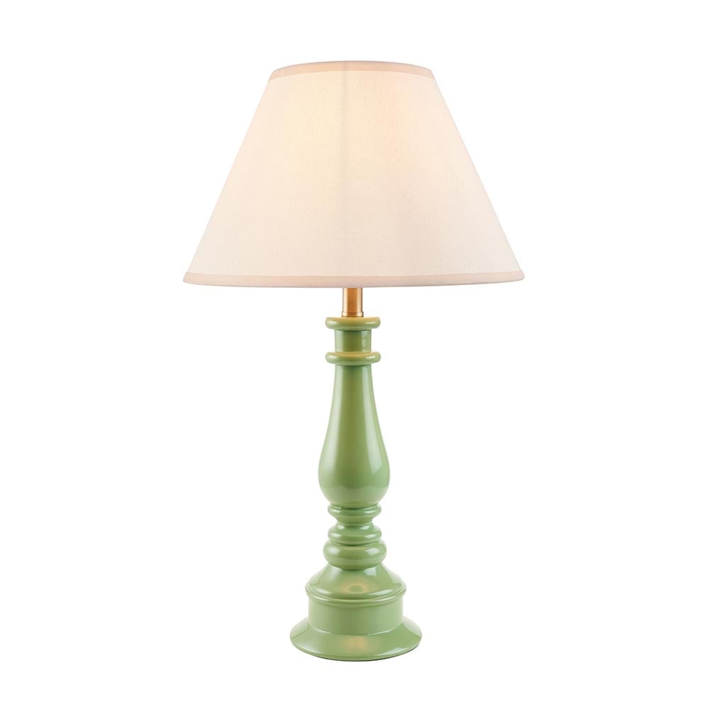 Product photograph of Lenoir White 30cm Shade Resin Table Lamp In Cotswold Green from Furniture in Fashion