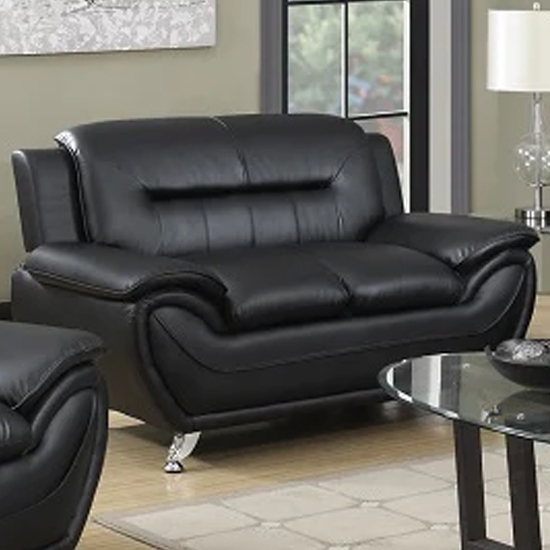 Product photograph of Leon Faux Leather 2 Seater Sofa In Black from Furniture in Fashion