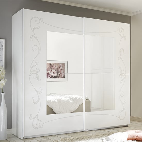 Read more about Lerso sliding door mirrored wardrobe in serigraphed white