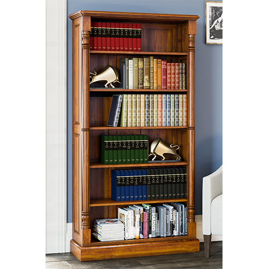 Product photograph of Leupp Tall Wooden Open Bookcase In Light Brown from Furniture in Fashion