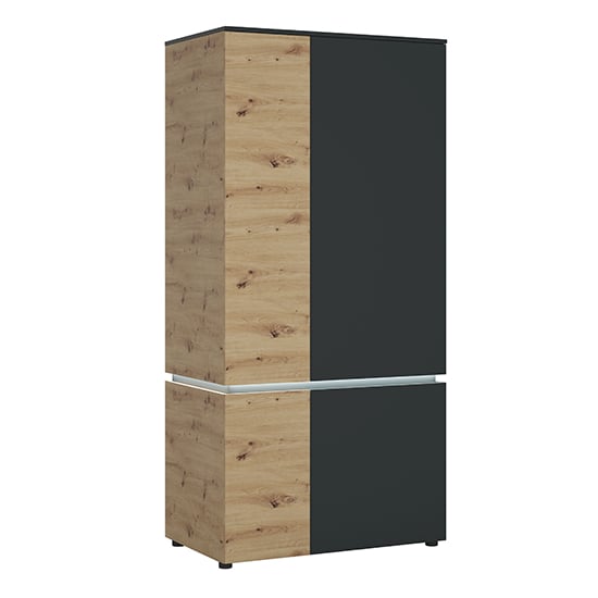 Product photograph of Levy Led Wooden 4 Doors Wardrobe In Oak And Grey from Furniture in Fashion