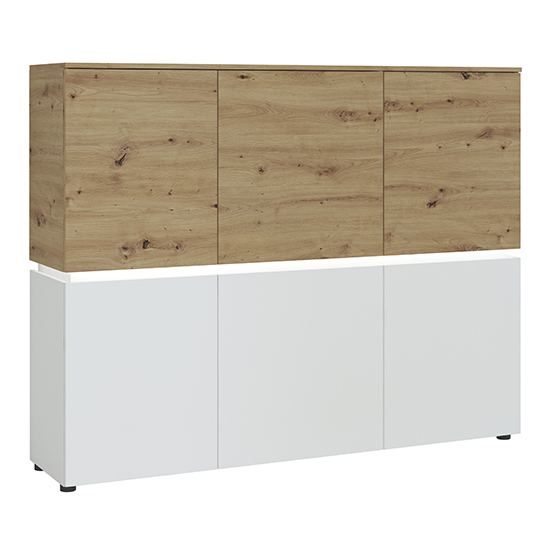 Product photograph of Levy Led Wooden 6 Doors Storage Cabinet In Oak And White from Furniture in Fashion
