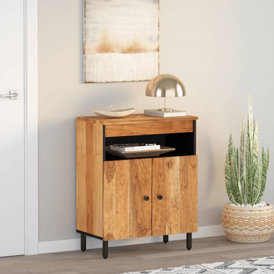 Product photograph of Lewes Acacia Wood Storage Cabinet With 2 Doors In Natural from Furniture in Fashion
