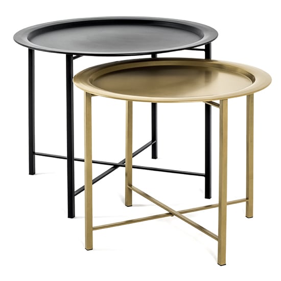 View Lewiston metal set of 2 coffee tables in black and gold