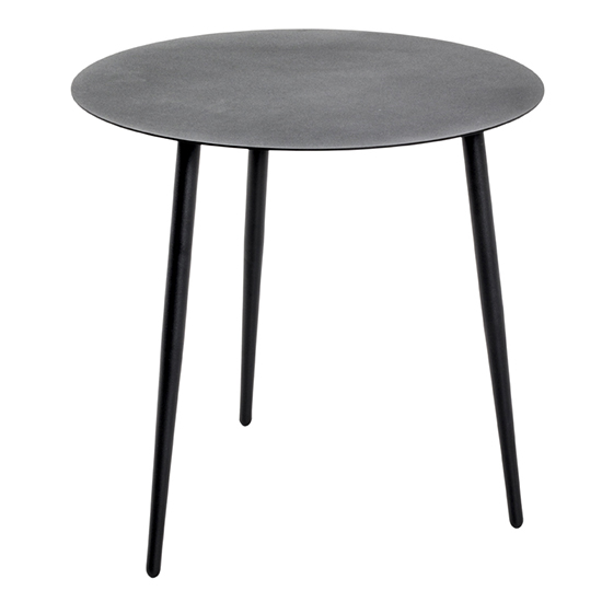 Product photograph of Lewiston Round Metal Side Table In Matt Black from Furniture in Fashion