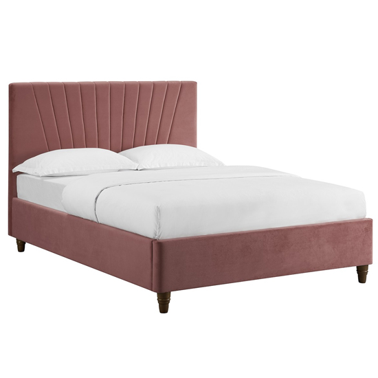 Lexa Velvet King Size Bed In Vintage Pink | Furniture in Fashion