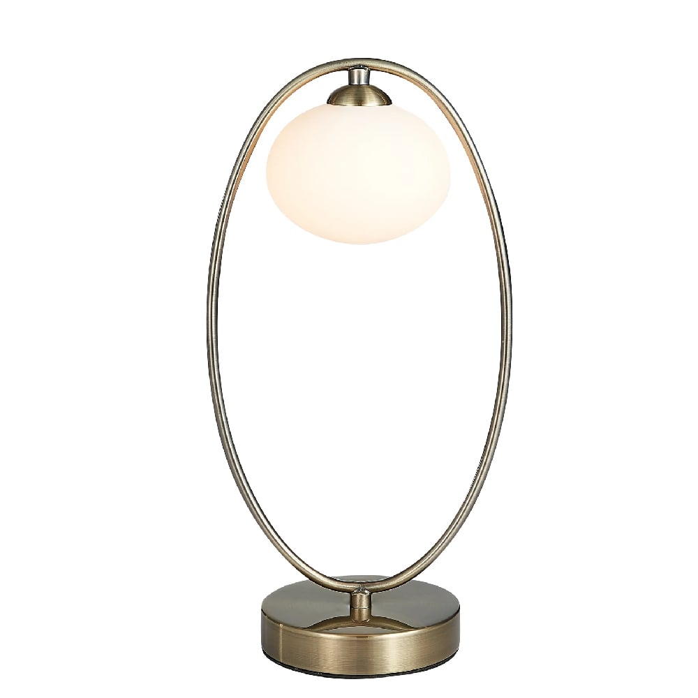 Product photograph of Leyburn Glass Shade Table Lamp In Antique Brass from Furniture in Fashion