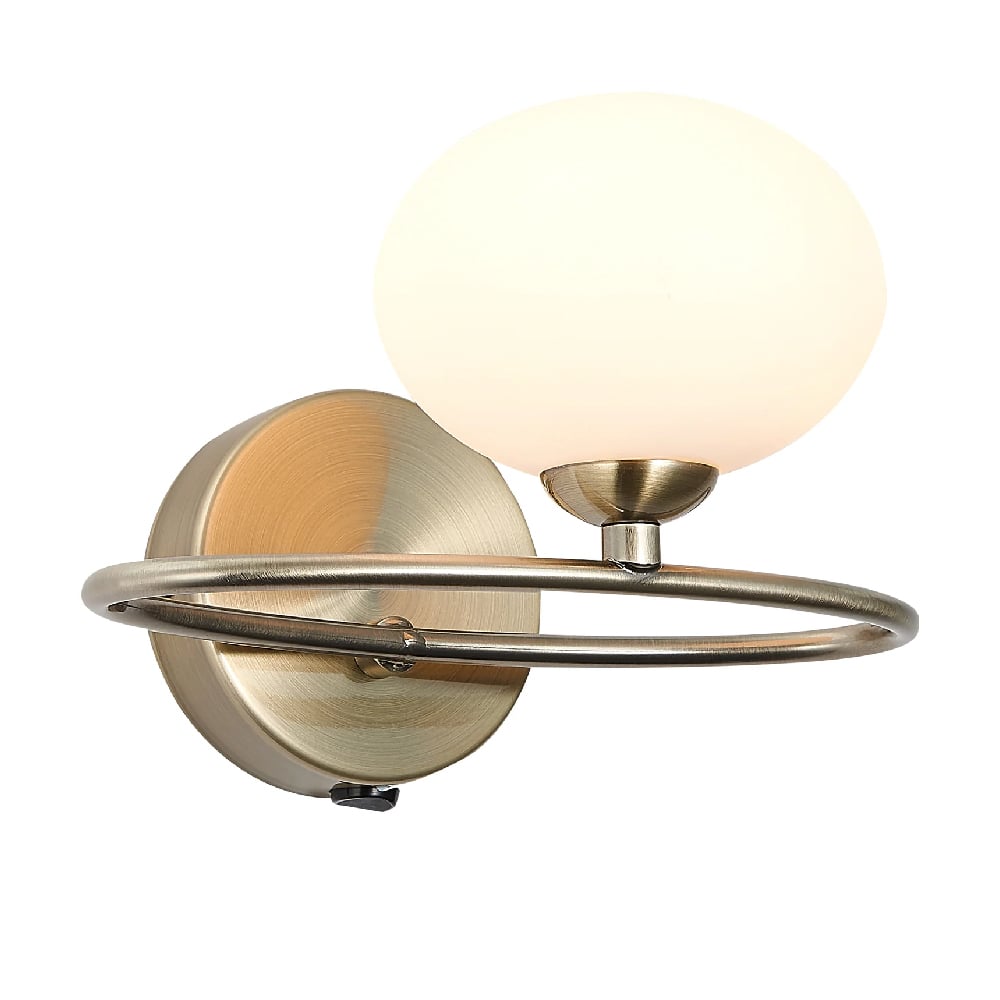 Product photograph of Leyburn Glass Shade Wall Light In Antique Brass from Furniture in Fashion