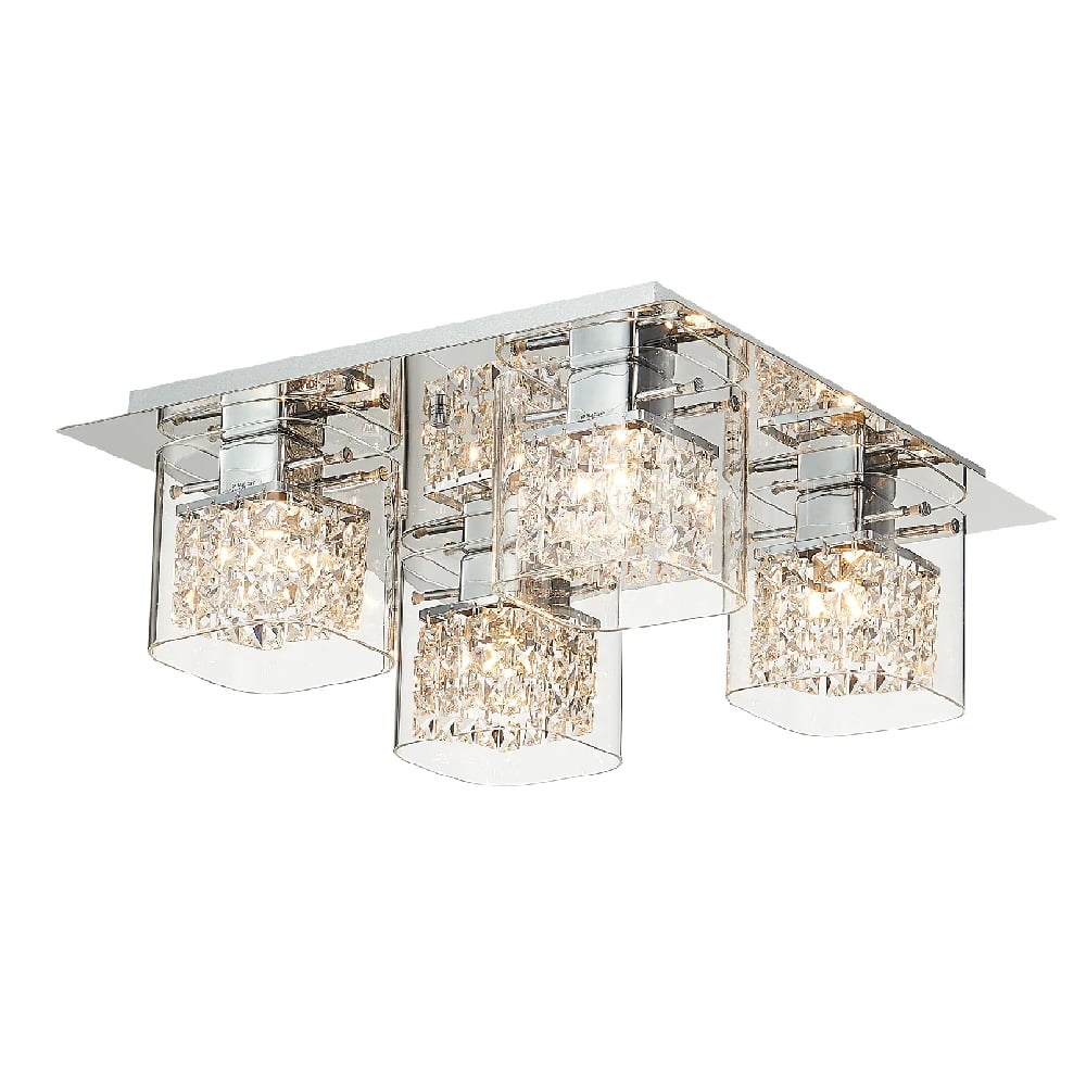 Product photograph of Leyton 4 Light Clear Glass Flush Light In Chrome from Furniture in Fashion