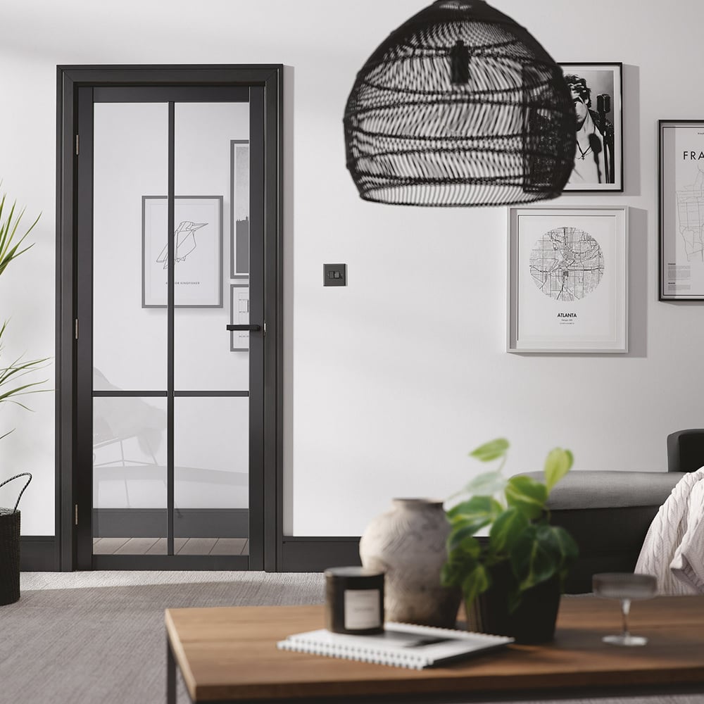 liberty 1981mm x 686mm clear glazed internal door in black