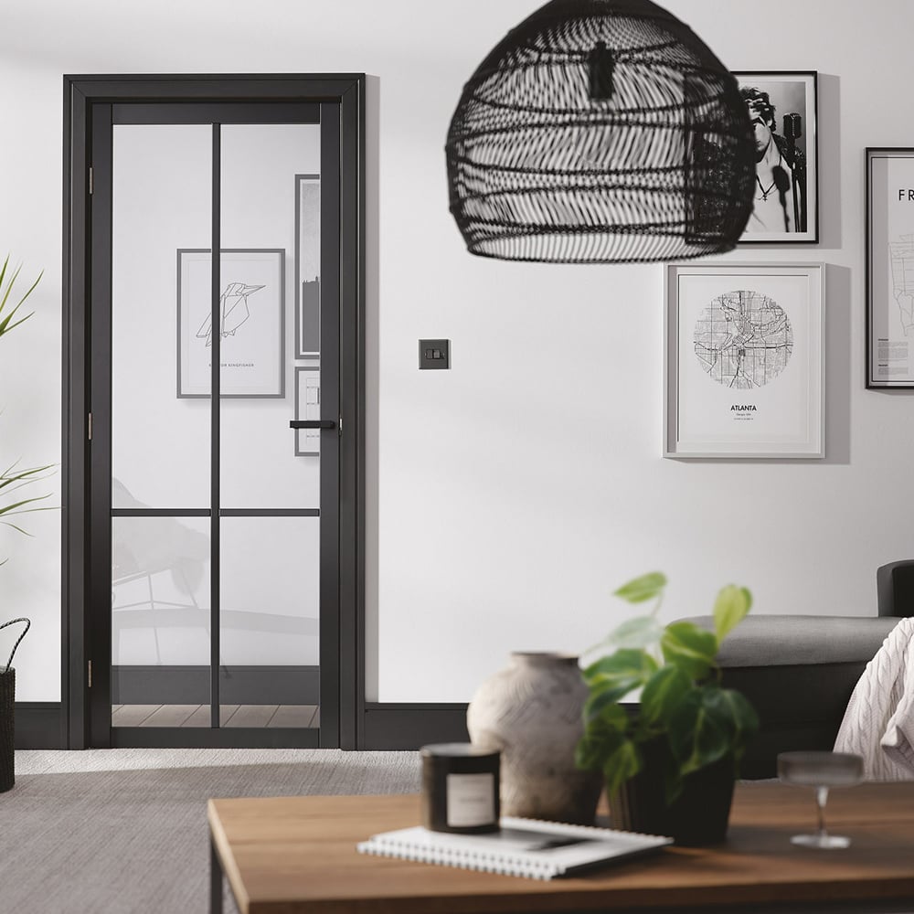 liberty 1981mm x 762mm clear glazed internal door in black