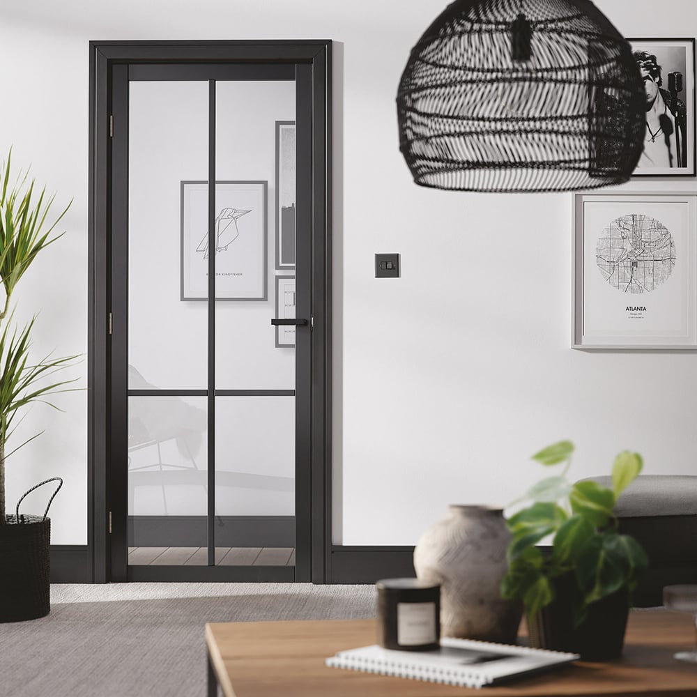 liberty 1981mm x 838mm clear glazed internal door in black