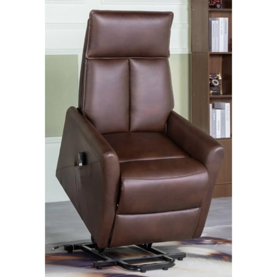 liberty electric faux leather lift and tilt reclining chair in tan