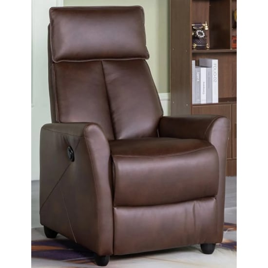 liberty electric faux leather reclining chair in tan