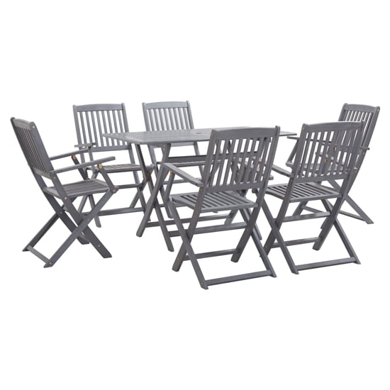 Product photograph of Libni Outdoor 7 Piece Folding Wooden Dining Set In Grey Wash from Furniture in Fashion